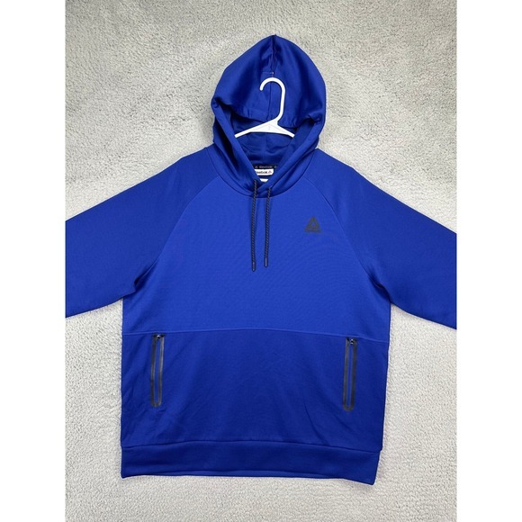 Reebok Sweater Adult XL Blue Logo Hoodie Pullover Sweatshirt‎ Drawstring Mens - Picture 1 of 9